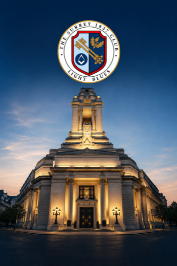 The Surrey 1837 Club badge above Freemasons Hall